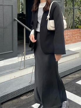 「urs」｜「アイテム（ノーカラージャケット）」を使った、ur'sさん（レディース・167cm）の冬コーディネート