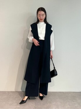「オフィスカジュアル」｜「アイテム（ノーカラーコート）」を使った、ur'sさん（レディース・162cm）の冬コーディネート
