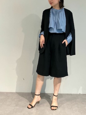 「urs」｜「アイテム（ノーカラージャケット）」を使った、ur'sさん（レディース・158cm）の冬コーディネート