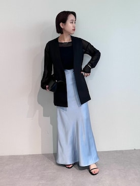「urs」｜「アイテム（ノーカラージャケット）」を使った、ur'sさん（レディース・153cm）の春コーディネート