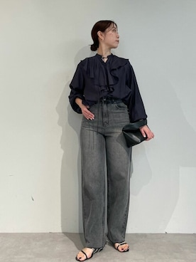 「UR'S（ユアーズ）の5㎝ヒールダブルストラップサンダル（サンダル）」を使った、ur'sさん（レディース・153cm）の春コーディネート