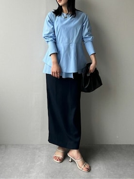 「UR'S（ユアーズ）の5㎝ヒールダブルストラップサンダル（サンダル）」を使った、ur'sさん（レディース・157cm）の春コーディネート