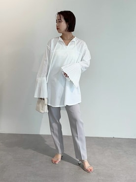 「UR'S（ユアーズ）の5㎝ヒールダブルストラップサンダル（サンダル）」を使った、ur'sさん（レディース・153cm）の春コーディネート