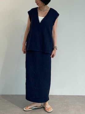 「UR'S（ユアーズ）のアイテム（ベスト）」を使った、ur'sさん（レディース・157cm）の春コーディネート