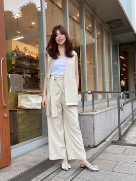 「urs」｜「アイテム（ノーカラージャケット）」を使った、ur'sさん（レディース・165cm）の春コーディネート