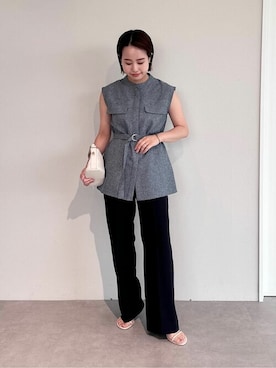 「UR'S（ユアーズ）の5㎝ヒールダブルストラップサンダル（サンダル）」を使った、ur'sさん（レディース・153cm）の春コーディネート