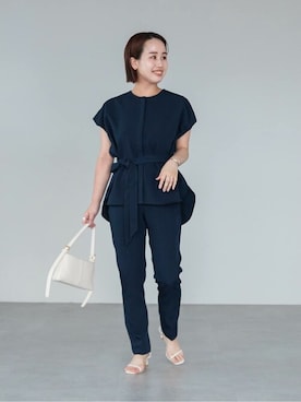 「UR'S（ユアーズ）の5㎝ヒールダブルストラップサンダル（サンダル）」を使った、ur'sさん（レディース・153cm）の春コーディネート