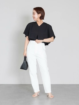 「UR'S（ユアーズ）の5㎝ヒールダブルストラップサンダル（サンダル）」を使った、ur'sさん（レディース・153cm）の夏コーディネート