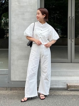 「UR'S（ユアーズ）の5㎝ヒールダブルストラップサンダル（サンダル）」を使った、ur'sさん（レディース・153cm）の夏コーディネート