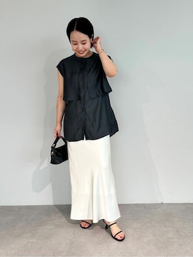 「UR'S（ユアーズ）の5㎝ヒールダブルストラップサンダル（サンダル）」を使った、ur'sさん（レディース・153cm）の夏コーディネート