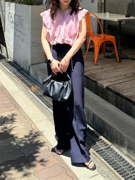 「UR'S（ユアーズ）の5㎝ヒールダブルストラップサンダル（サンダル）」を使った、ur'sさん（レディース・157cm）の夏コーディネート