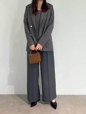 「UR'S（ユアーズ）のセンタープレスタックワイドパンツ（スラックス）」を使った、ur'sさん（レディース・168cm）の夏コーディネート
