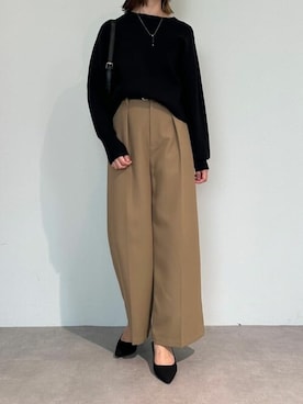 「UR'S（ユアーズ）のセンタープレスタックワイドパンツ（スラックス）」を使った、ur'sさん（レディース・168cm）の夏コーディネート