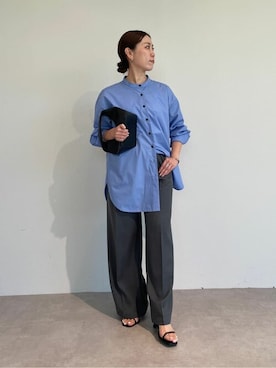 「UR'S（ユアーズ）のセンタープレスタックワイドパンツ（スラックス）」を使った、ur'sさん（レディース・154cm）の夏コーディネート