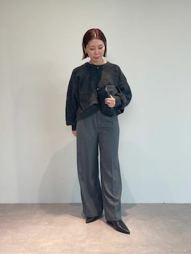 「UR'S（ユアーズ）のセンタープレスタックワイドパンツ（スラックス）」を使った、ur'sさん（レディース・154cm）の秋コーディネート