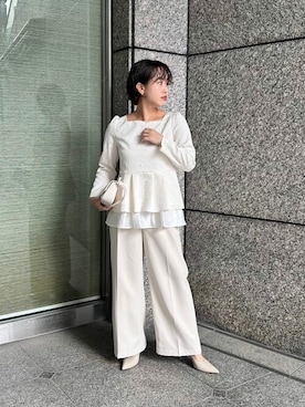 「ぺプラムトップス」｜「アイテム（スラックス）」を使った、ur'sさん（レディース・153cm）の秋コーディネート