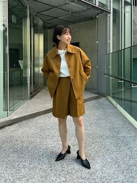 「オフィスカジュアル」｜「アイテム（ステンカラーコート）」を使った、ur'sさん（レディース・153cm）の秋コーディネート