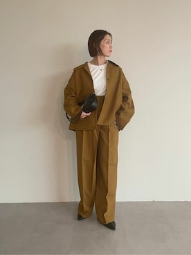 「オフィスカジュアル」｜「アイテム（ステンカラーコート）」を使った、ur'sさん（レディース・154cm）の秋コーディネート