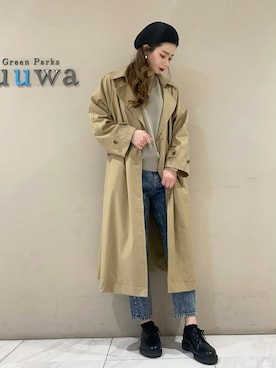 「Green　Parks（グリーンパークス）のアイテム（トレンチコート）」を使った、sumiさん（レディース・161cm）の冬コーディネート