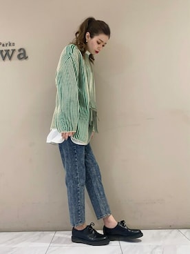 「ストライプニット」｜sumiさん（レディース・161cm）の冬コーディネート