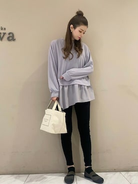 「ぺプラムトップス」｜「アイテム（スウェット）」を使った、sumiさん（レディース・161cm）の冬コーディネート