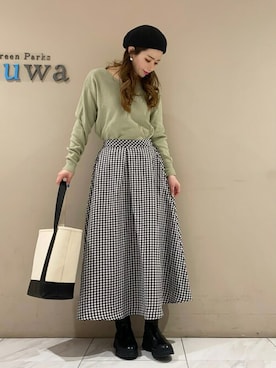 ニット/セーターを使った「ギンガムチェックスカート」の人気