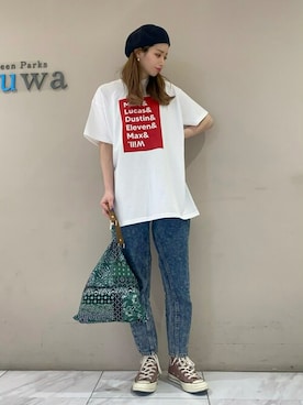 「Green　Parks（グリーンパークス）のアイテム（トートバッグ）」を使った、sumiさん（レディース・161cm）の春コーディネート
