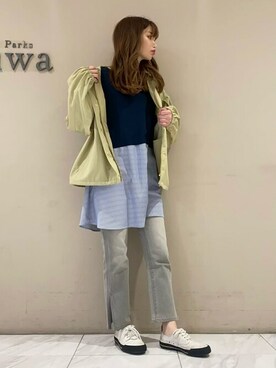 「ぺプラムトップス」｜「アイテム（ブルゾン）」を使った、sumiさん（レディース・161cm）の春コーディネート
