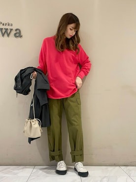 「Green　Parks（グリーンパークス）のアイテム（その他アウター）」を使った、sumiさん（レディース・161cm）の春コーディネート