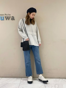 「cache cache（カシュ カシュ）のアイテム（バッグ）」を使った、sumiさん（レディース・161cm）の春コーディネート