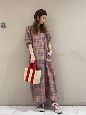 「Green　Parks（グリーンパークス）のアイテム（ワンピース）」を使った、sumiさん（レディース・161cm）の春コーディネート