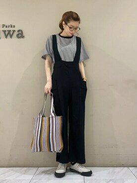 「Green　Parks（グリーンパークス）のアイテム（オールインワン・サロペット）」を使った、sumiさん（レディース・161cm）の夏コーディネート