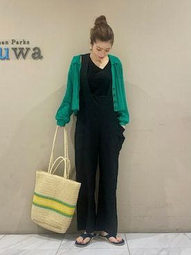 「Green　Parks（グリーンパークス）のアイテム（オールインワン・サロペット）」を使った、sumiさん（レディース・161cm）の夏コーディネート