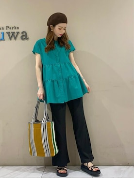 「ティアードブラウス」｜sumiさん（レディース・161cm）の夏コーディネート