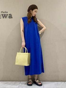 「ブルーワンピース」｜「アイテム（シューズ）」を使った、sumiさん（レディース・161cm）の夏コーディネート