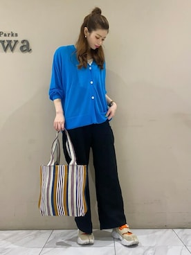 「Green　Parks（グリーンパークス）のアイテム（オールインワン・サロペット）」を使った、sumiさん（レディース・161cm）の夏コーディネート