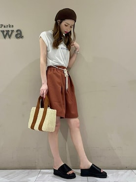 「minia（ミニア）のアイテム」を使った、sumiさん（レディース・161cm）の夏コーディネート