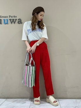 「赤パンツ」｜sumiさん（レディース・161cm）の夏コーディネート