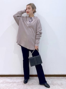 「PAGEBOY（ページボーイ）のチェーンスタッズショルダー（ショルダーバッグ）」を使った、もっちさん（レディース・158cm）の秋コーディネート