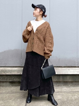 「PAGEBOY（ページボーイ）のチェーンスタッズショルダー（ショルダーバッグ）」を使った、もっちさん（レディース・158cm）の秋コーディネート