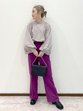 「PAGEBOY（ページボーイ）のチェーンスタッズショルダー（ショルダーバッグ）」を使った、もっちさん（レディース・158cm）の秋コーディネート