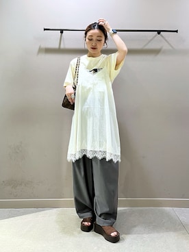 「レースキャミソール」｜もっちさん（レディース・158cm）の春コーディネート