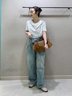 「LOWRYS FARM（ローリーズファーム）のシアーミュール 637812（サンダル、グレー系）」を使った、もっちさん（レディース・158cm）の春コーディネート