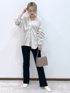 「PAGEBOY（ページボーイ）のチェーンスタッズショルダー（ショルダーバッグ）」を使った、もっちさん（レディース・158cm）の秋コーディネート