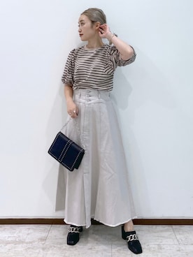 「PAGEBOY（ページボーイ）のチェーンスタッズショルダー（ショルダーバッグ）」を使った、もっちさん（レディース・158cm）の夏コーディネート