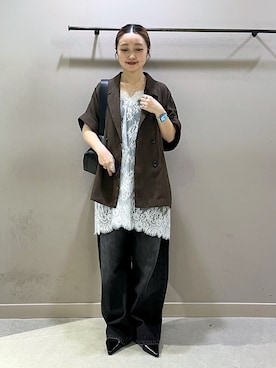 「LOWRYS FARM（ローリーズファーム）のアイテム（ジャケット/アウター）」を使った、もっちさん（レディース・158cm）の春コーディネート
