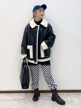 「PBLIM（ページボーイリム）のアイテム（キャップ）」を使った、もっちさん（レディース・158cm）の秋コーディネート