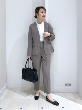 「マイベストコーデ2022」｜「アイテム（ノーカラージャケット）」を使った、もっちさん（レディース・158cm）の冬コーディネート