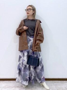 「マキシスカート」｜「アイテム（ブルゾン）」を使った、もっちさん（レディース・158cm）の夏コーディネート