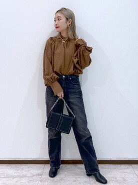 「PAGEBOY（ページボーイ）のチェーンスタッズショルダー（ショルダーバッグ）」を使った、もっちさん（レディース・158cm）の秋コーディネート